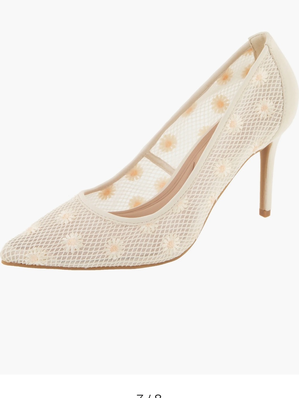 BCBG generation Embroidered Pointed Toe Pump in ivory - daisy NWT